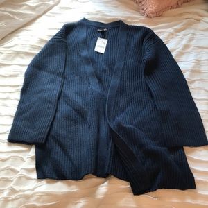 Crew XS Navy Ribbed Cotton Open Cardigan Sweater
